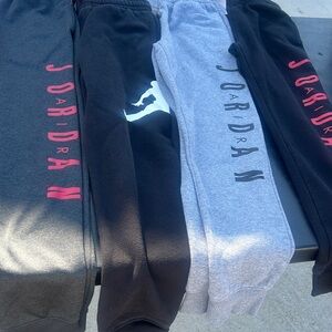 Jordan Kids Sweatpants - Black, Gray, and Dark Gray with Red Accents